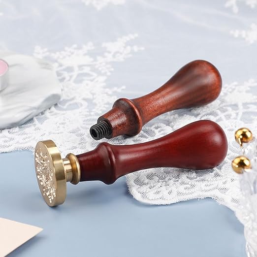 6pcs Flower Wax Seal Stamp Set with Removable Wooden Handle - Floral Wax Stamp Kit for Wedding, Birthday Party, Envelopes, Invitations, Gift Packing & Decoration