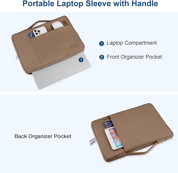 MOSISO Laptop Case 13.3 inch, 13-13.3 inch Laptop Sleeve with Handle Compatible with MacBook Air/Pro 13/Pro 14 M5 M4 M3 M2 M1,HP Dell ASUS Lenovo, Polyester Multifunctional Computer Bag, Brown