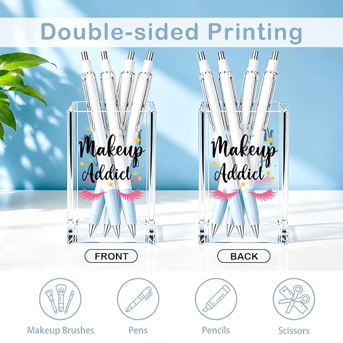 Makeup Acrylic Cosmetic Pencil Pen Holder, Funny Eyelashes Vanity Accessories, Makeup Brushes Holder for Beauty Specialist Esthetician Cosmetologist, Make Up Artist MUA Appreciation Gifts