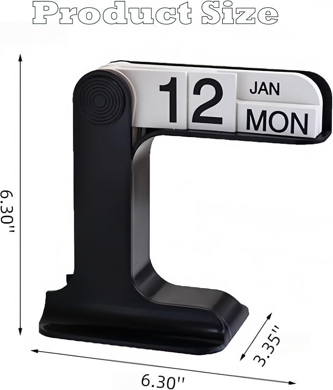 Perpetual Calendar, Standing Perpetual Desk Calendar - Aesthetic Flip Calendar, Reusable Daily Page Turning Desktop Calendar, Modern Minimalist Home Office Desk Accessories & Workspace Decor Gifts (Black)