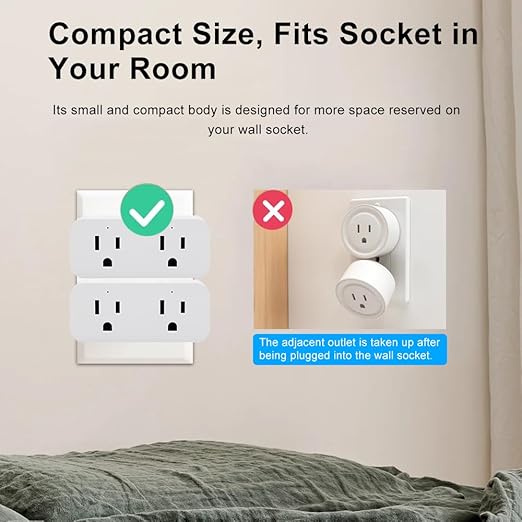 Ewelink 16A WiFi Dual Smart Socket Outlet Plug,2-in-1 Compact Design,Compatible with Alexa,Google Home, SmartThings