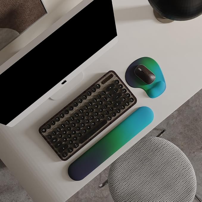 Office Mousepad with Gel Wrist Support - Ergonomic Gaming Desktop Mouse Pad Wrist Rest - Design Gamepad Mat Rubber Base for Laptop Computer -Silicone Non-Slip Special-Textured Surface (12AuroraB)