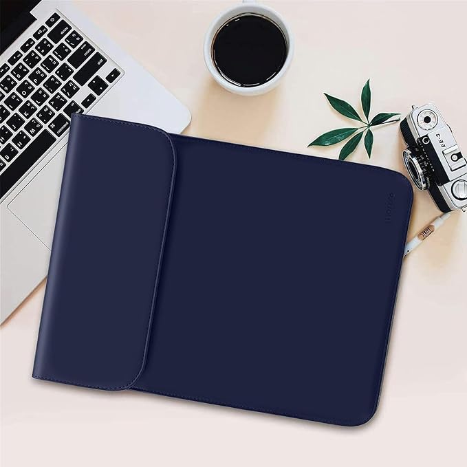 MOSISO Laptop Case 13.3 inch, 13-13.3 inch Laptop Sleeve Compatible with MacBook Neo 13 A18 Pro A3404 /Air 13/Pro 13/Pro 14 M5 M4 M3 M2 M1, Faux Suede Leather Case with Small Bag, Navy Blue