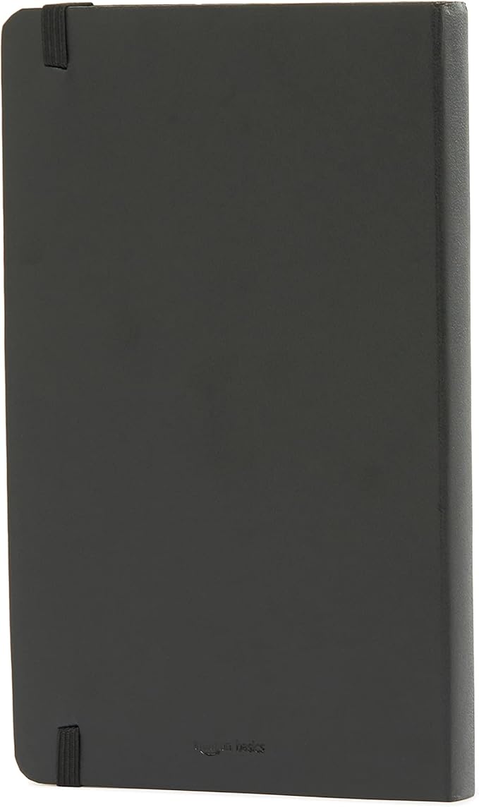 Amazon Basics Classic Hardcover Journaling Notebook with Inner Pocket, Line Ruled, 240 Pages, 5" x 8.25", 24 Count, Black