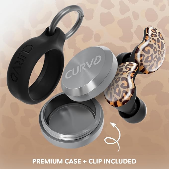 CURVD Cliq Noise Cancelling Ear Plugs – Reusable Concert Earplugs for Noise Reduction with Swappable Covers, 5 Tip Sizes & Travel Case. Stylish, Comfy, and Customizable Protection