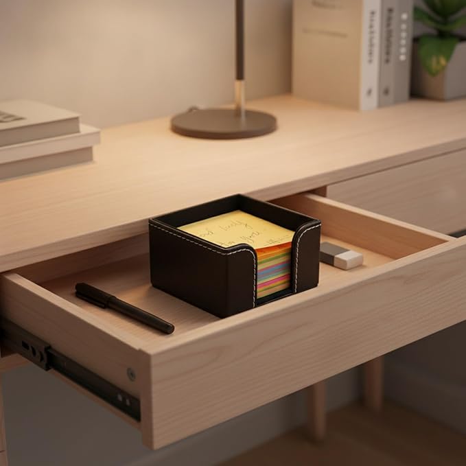 Declutter Your Workspace with This Compact PU Leather Storage Bin, Open-Top Caddy for Desk or Drawer Organization