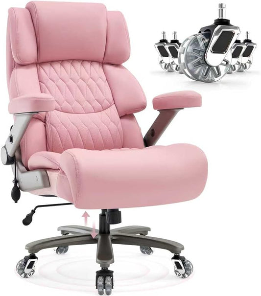 Big and Tall Office Chair 700lbs- Large High Back Executive Computer Desk Chair with 3D Flip-Up Arms, Adjustable Lumbar Support, Extra Wide Plus Size Seat, Heavy Duty Metal Base & Quiet Rubber Wheels