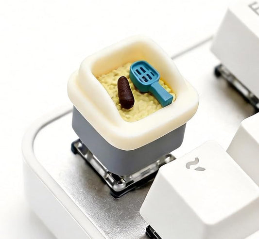 Artisan Keycaps, Cute Cat Custom Cover Caps for MX Mechanical Keyboard, Resin Handmade 1U Replacement for Esc Del Arrow Key (Litter Box)