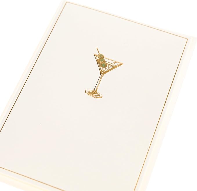 Graphique La Petite Presse Martini Boxed Notes | Blank Note Cards with Envelopes | 10 Count All Occasion Greeting Card Set | 3.25 x 4.75 Inches | High Quality Thick Paper Stationery with Unique Design