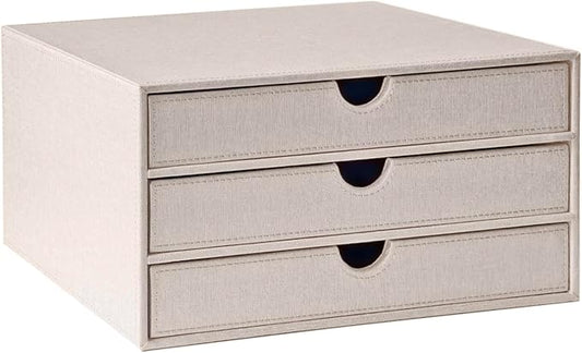 UnionBasic Document Organizer, 3-Drawer File Cabinet Document Storage Box, Office Desktop Filing Organizer, Beige