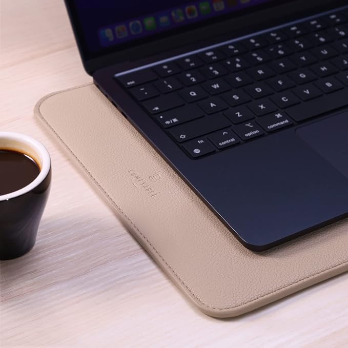 Comfyable Laptop Sleeve 13 Inch Precisely Compatible with MacBook Air M5 2026 & MacBook Pro/Neo A18, Faux Leather Cover Case, Sand