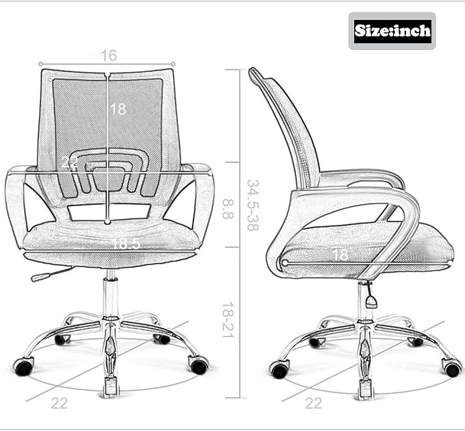 BestOffice Mesh Computer Back Support Modern Executive Adjustable Task Rolling Swivel Chair for Women,Men(2 Pack) (Black)