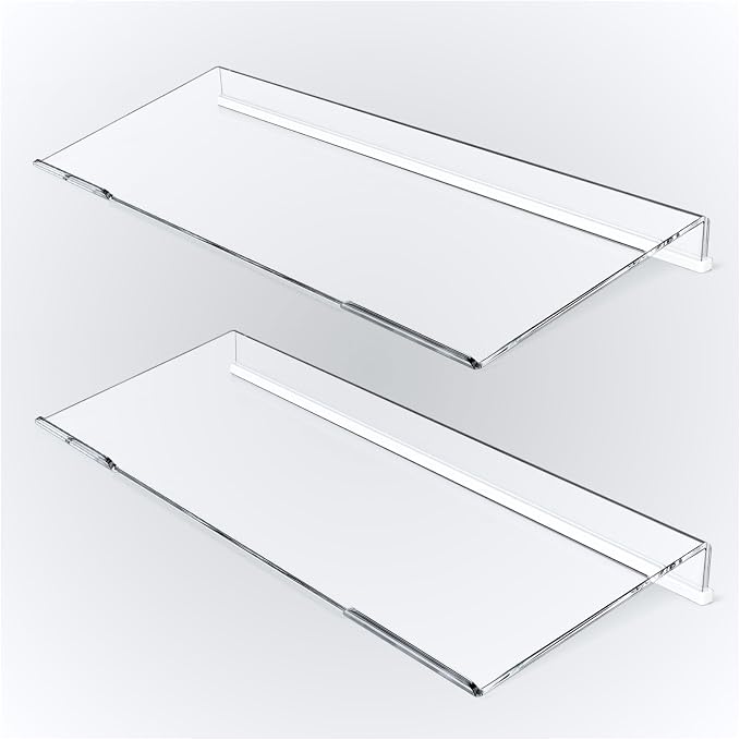 BEEGO Ergonomic Computer Keyboard Stand - 2PCS Clear Acrylic Keyboard Riser Tilted Keyboard Holder Keyboard Tray with White Non-Slip Strip for Easy Typing at Home School Office Desk Accessories