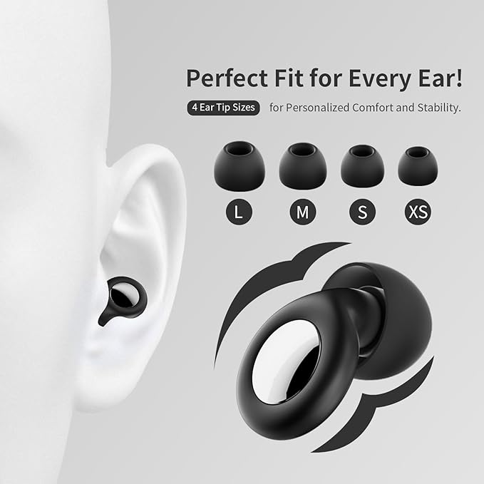 Ear Plugs for Sleeping Noise Cancelling - 45dB Motorcycle Ear Plugs for Noise Reduction - Reusable Silicone Concerts EarPlugs with 8 Ear Tips & Case for for Sleep Work Travel Snoring