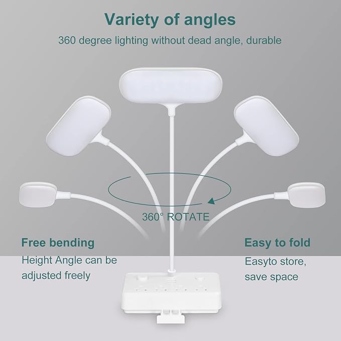 LED Desk Lamp, Power Outlet with Dimming Night Light Desk Light,Table Lamps 3 Lighting Modes Desktop Charging Extension Lead 4 AC Power Outlet and 2 USB Charging Ports for Travel Home Office