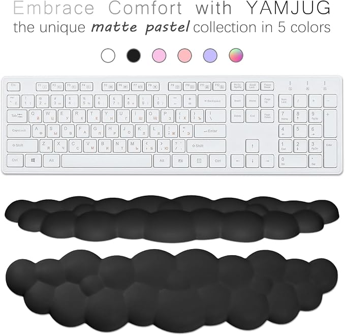 Cloud Wrist Rest Keyboard Palm Rest with Non-Slip Base for Computer Gaming Wrist Rest, YAMJUG Cloud Arm Rest Keyboard Wrist Pad Black