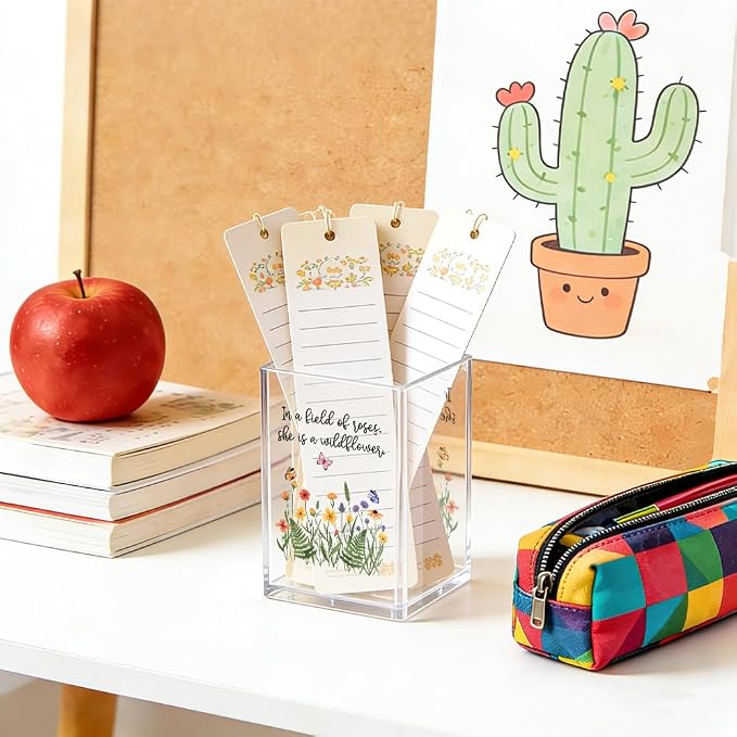 In A Field Of Roses She Is A Wildflower Acrylic Pencil Pen Holder Cup, Wildflower Makeup Brush Storage Organizer, Women Affirmation Desk Accessories Holder, Graduation Gifts for Daughter Niece