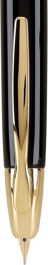 PILOT Vanishing Point Collection Refillable & Retractable Fountain Pen, Black Barrel with Gold Accents, Blue Ink, Medium Nib (60265)