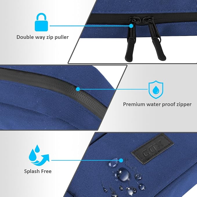GOX Cable Organizer Travel Bag, Water Resistant Electronic Accessories Case, All-in-One Tech Storage Pouch for Chargers, Cords, Batteries,Phone, Hard Drive & Power Bank (Navy)