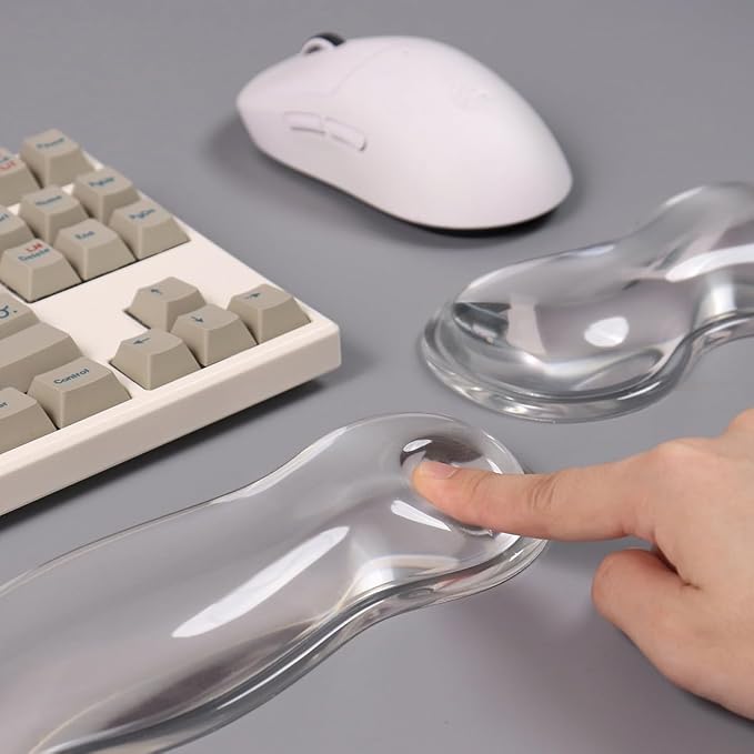 Sumgsn Silicone Gel Keyboard & Mouse Wrist Rest Set, White Cool Soft Ergonomic Wrist Rest, Relax Your Wrist, for Laptop Computer Office & Home