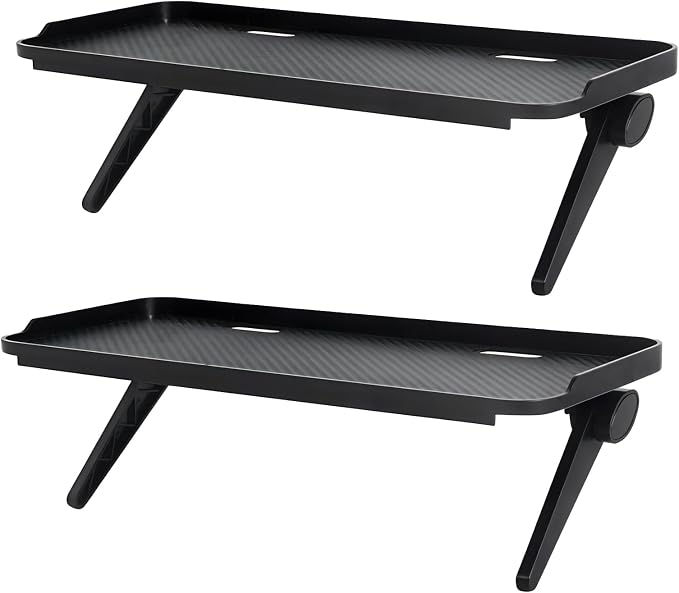 2 Pieces TV Top Shelf Screen Monitor Top Storage Bracket Computer Screen Shelf Adjustable Bracke for Media Boxes Game Console Router Home Mount (Black, 11.8 x 4.9 Inch)