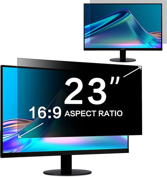 ZOEGAA 23 Inch Computer Privacy Screen Filter for 16:9 Widescreen Computer Monitor 20.06"x11.3" - Computer Screen Privacy Shield and Anti Blue Light Anti Glare Protector
