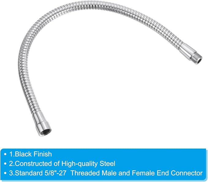 PATIKIL 19" Microphone Gooseneck, 5/8"-27 Thread Metal Universal Hose Flexible Arm Gooseneck Tube Extension for Multifunction DIY, Silver Tone