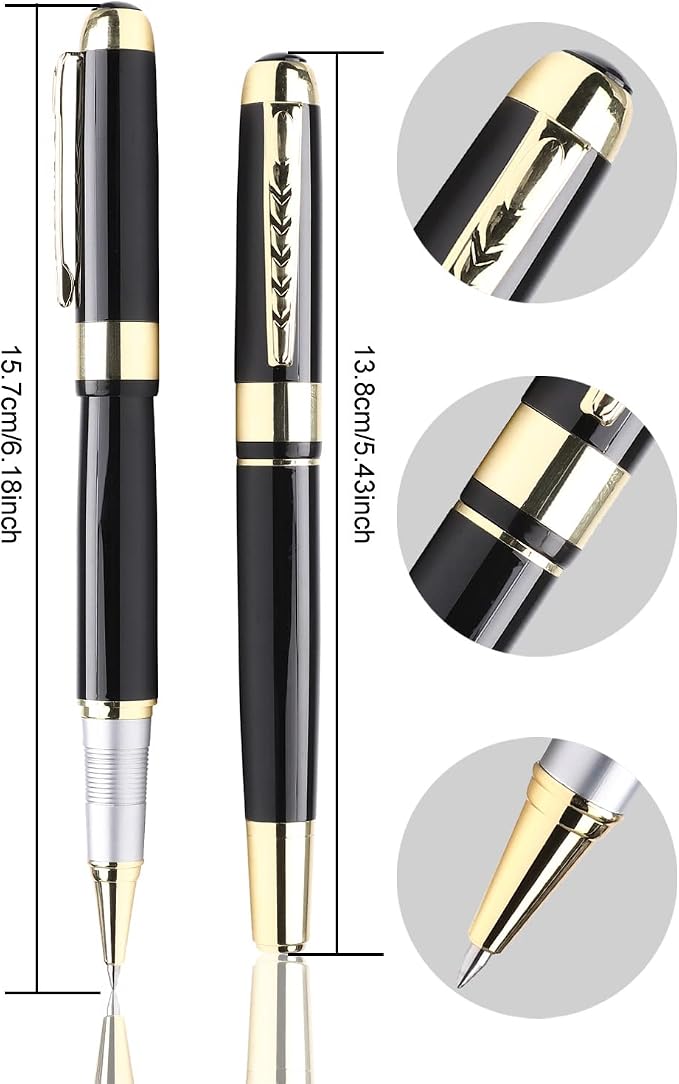 YIVONKA Ballpoint Pen Luxury Ballpoint Line Black Refill width 0.5mm Gift Set for Men & Women Professional Executive,Office,Nice BallPens Classy Gift Box (Black)