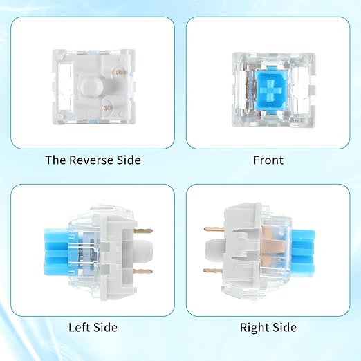 Keyboard Switches, 50 Pcs 3 PIN Blue Keyboard Clicker Replacement Dustproof Mechanical Keyboards Switches for Most Gaming Keyboards
