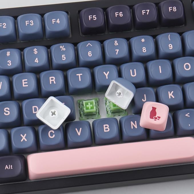 Tsungup Cherry Blossom MOA Keycaps-Pink Sakura,129 Keys Cute PBT Custom Keycaps 100 Percent,Dye Sub Key Caps Keyboard Keycap Set for MX Switches Mechanical
