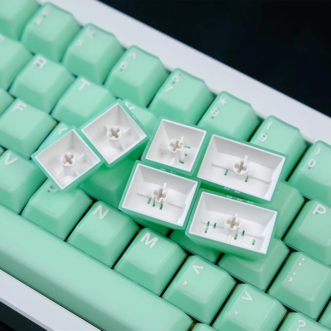 Sumgsn 114 Keys Translucent Keycaps Cherry Profile PBT Doubleshot Green Keycaps Set Fit for 60% 65% 75% Cherry Mx Switches Mechanical Keyboards