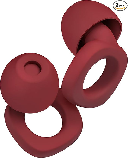 Audree Soft Ear Plugs for Noise Reduction, Reusable Flexible Earplugs for Sleep, Travelling, Focus, Study & Noise Sensitivity, 28dB Noise Cancelling, 8 Silicone Ear Tips in XS/S/M/L, Red