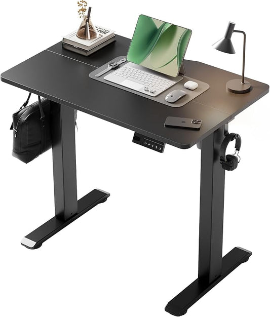 YDN Electric Standing Desk, 32x19 Inch, Black | 3 Memory Presets, Cable Management, Adjustable Height, Sit Stand, Space-Saving, Computer Workstation, Home Office
