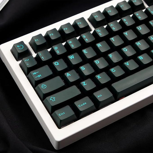 Sumgsn 114 Keys Translucent Keycaps Cherry Profile Doubleshot Cyan Keycap Set Fit for 60% 65% 75% Cherry Mx Switches Mechanical Keyboards