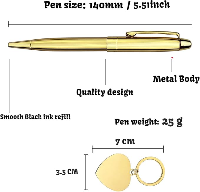 Yastar Personalized Ballpoint Pen a Custom Keychain Luxury Writing Set-Stainless Steel Fancy pens Custom with Your Name or Message, Nice Gift for Friends/Teacher/Manager/Lawyer/Professor