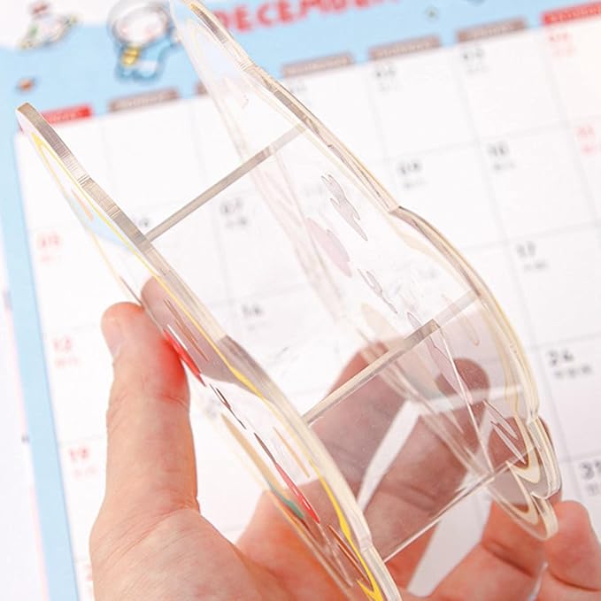 Kawaii Transparent Acrylic Pen Holder Desktop Organizer Creative Cute Bear Bunny Office Stationery Cosmetics Storage Box