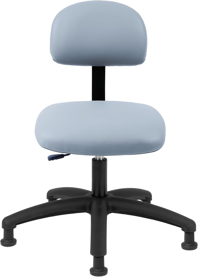 FSS Series Square seat Low (17"-23") seat Height Chair. Vinyl-for Office, Garage, Desk, Shop, Computer, Doctor, Medical, Easy to Clean! NO Footring (Gray, Low, Glides)