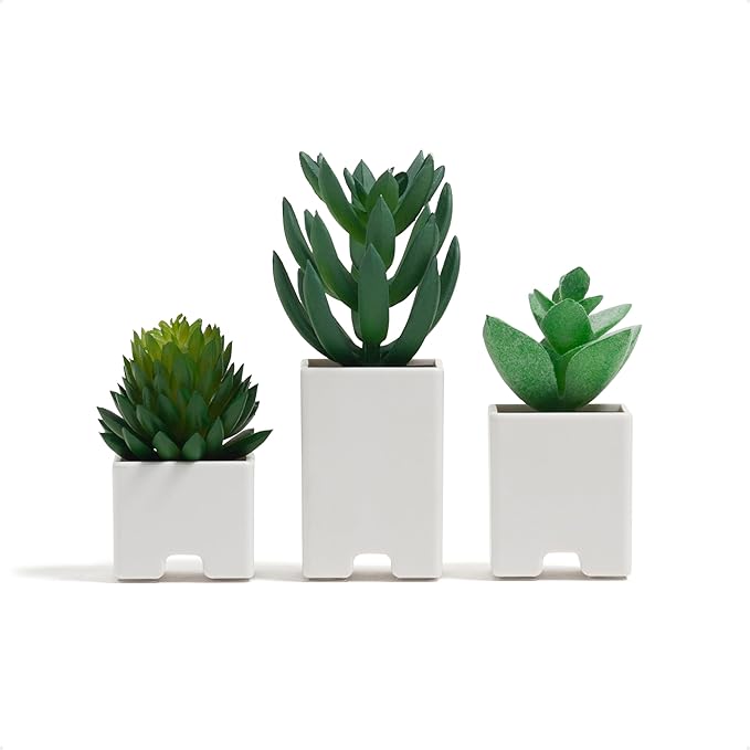 U Brands Adhesive Faux Succulent Cord Organizers, Set of 3, Assorted Colors