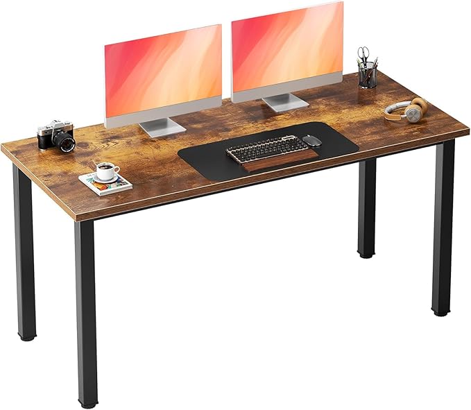 Need Office Computer Desk 54 Inches Modern Simple Heavy Duty Working Study Table,PC Writing Table,Home Office Writing Desk Perfect for Training/Card/Meeting Retro&Black AC3FB(138 * 60)