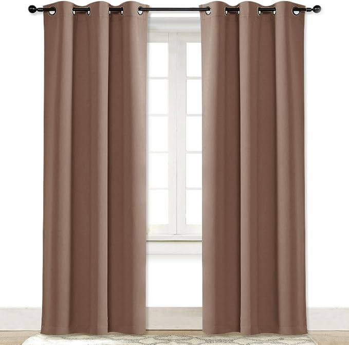 NICETOWN Room Darkening Curtain Blackout Drape Window Treatment Thermal Insulated Solid Grommet Blackout Curtain/Drape for Bedroom (1 Piece, 42 by 84 inch, Cappuccino)