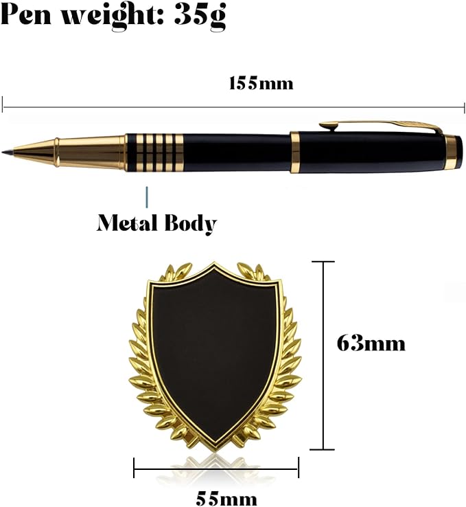 Yastar Personalized Office Pen with a Custom Medal Luxury Gift Engraved with your Message Names Company Names Phone Number Gift for Colleague Friends Business Employees