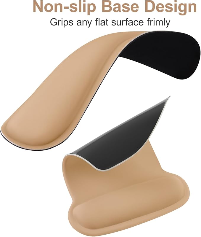 MOSISO Wrist Rest Support for Mouse Pad & Keyboard Set, Ergonomic Mousepad Non-Slip Base Home/Office Pain Relief & Easy Typing Cushion with Neoprene Cloth & Raised Memory Foam, Mocha