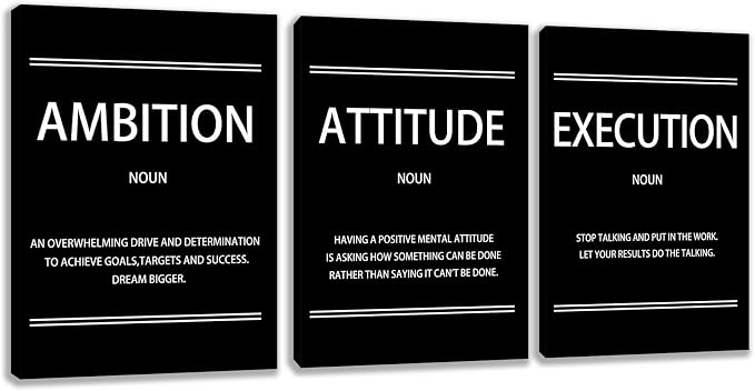 Motivational Wall Decor Paintings Inspirational Office Wall Decor Posters Prints 3 Pieces Bedroom Decor Living Room Office Canvas Picture Wall Painting Home Decoration Framed Artwork (36''W x 16''H)