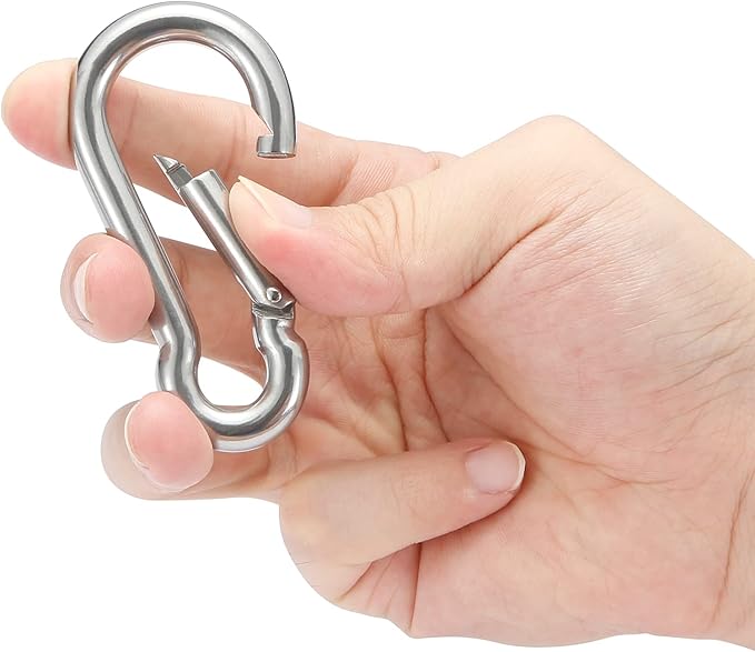 sprookber Stainless Steel Spring Snap Hook Carabiner - 304 Stainless Steel Caribeener Clips, Set of 6