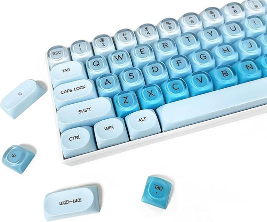 Fogruaden PBT Blue Keycaps Set, HOA Profile Cute Custom Keycaps, Compatible with Cherry MX Switch 60% 65% 75% Mechanical Keyboards