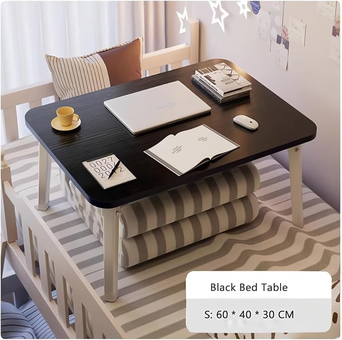 Foldable Laptop Desk for Bed, Bed Laptop Table, Foldable Portable Lap Bed Tray, 23.6 Inch Floor Table for Drawing, Reading and Writing, Black