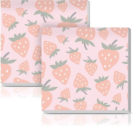 Sticky Notes 3x3 Inches, 2 Pads Cute Colorful Self-Stick Note Pads, Easy to Post for Home, Office and Daily Life Organization Cute Strawberry