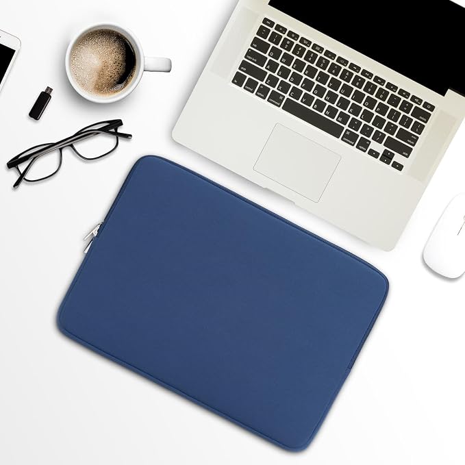 RAINYEAR 15.6 Inch Laptop Sleeve Protective Case Soft Carrying Zipper Bag Cover Compatible with 15.6" Notebook Computer Ultrabook Chromebook (Navy Blue)