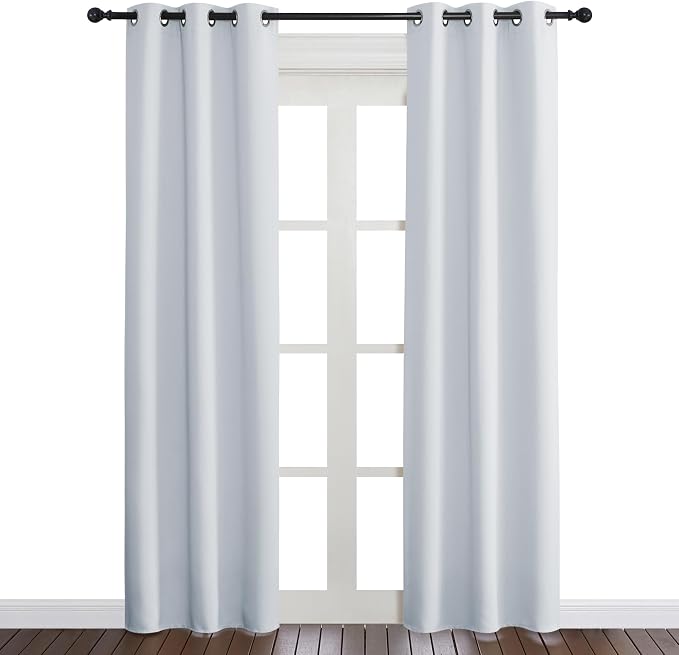 NICETOWN Cloud Grey Window Curtain and Drape, 1 Panel, 34 by 84, Easy Care Solid Thermal Insulated Grommet Room Darkening Drapery for Kid's Room