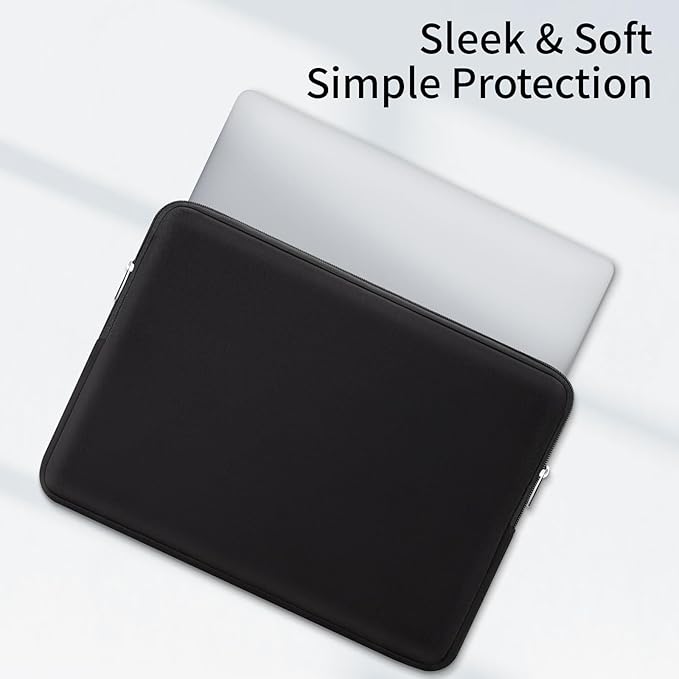 RAINYEAR Laptop Sleeve Case Compatible with 13.3 Inch Notebook Computer Tablet Chromebook 14" MacBook Pro/Max M1 M2 M3 M4 M5 Soft Cover Protective Case Zipper Carrying Bag (Black)